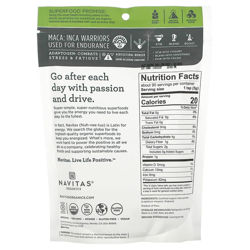 Navitas Organics Organic Maca Powder 16 oz (454 g) 2 Thực phẩm bổ sung Navitas Organics Organic Maca Powder 16 oz (454 g) 858847000512