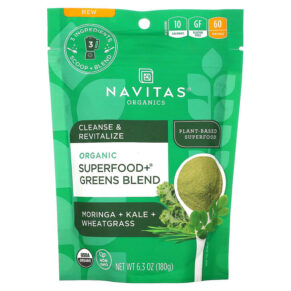 Thực phẩm chức năng Navitas Organics Organic Superfood+ Greens Blend Moringa + Kale + Wheatgrass 6.3 oz (180 g) 811961022501