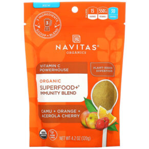 Thực phẩm chức năng Navitas Organics Organic Superfood+ Immunity Blend Vitamin C Powerhouse Camu + Orange + Acerola Cherry 4.2 oz (120 g) 811961022648