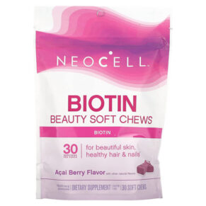 Thực phẩm chức năng NeoCell Biotin Beauty Soft Chews Acai Berry 10.000 mcg 30 Soft Chews 016185129603