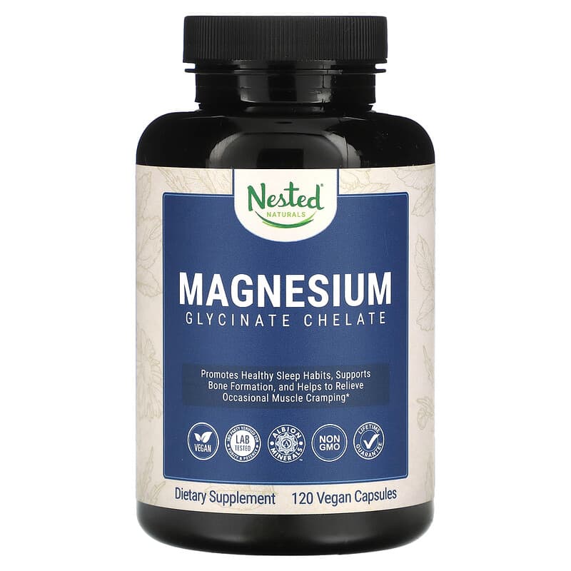 Nested Naturals Magnesium Glycinate Chelate 120 Vegan Capsules 8 Thực phẩm chức năng Nested Naturals Magnesium Glycinate Chelate 120 Vegan Capsules 852446007132