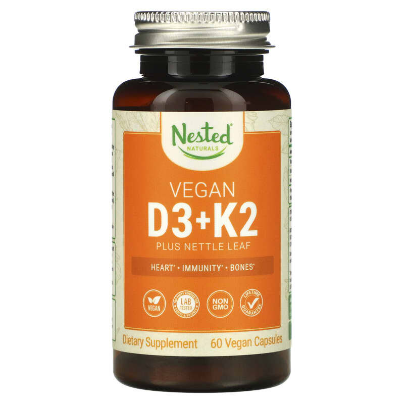 Nested Naturals Vegan D3 + K2 plus Nettle Leaf 60 Vegan Capsules 8 Thực phẩm chức năng Nested Naturals Vegan D3 + K2 plus Nettle Leaf 60 Vegan Capsules 852446007477