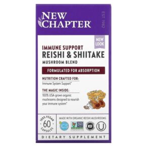 Thực phẩm chức năng New Chapter Immune Support Reishi & Shiitake Mushroom Blend 60 Vegan Capsules 727783002303