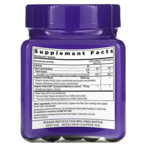 Thực phẩm bổ sung New Chapter Kids Organic Elderberry Whole-Food Gummies Ages 2+ 30 Vegan Gummies 727783903099
