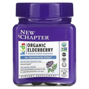 Thực phẩm chức năng New Chapter Kids Organic Elderberry Whole-Food Gummies Ages 2+ 30 Vegan Gummies 727783903099