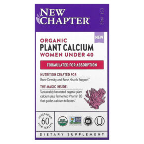 Thực phẩm chức năng New Chapter Organic Plant Calcium Women Under 40 60 Vegetarian Slim Tablets 727783903693
