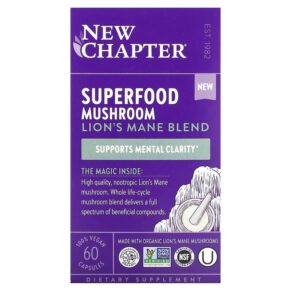 Thực phẩm chức năng New Chapter Superfood Mushroom Lion's Mane Blend 60 Vegan Capsules 727783903877