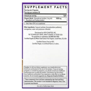 Thực phẩm bổ sung New Chapter Superfood Mushroom Reishi 60 Vegan Capsules 727783903860