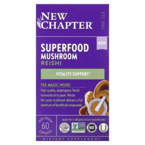 Thực phẩm chức năng New Chapter Superfood Mushroom Reishi 60 Vegan Capsules 727783903860