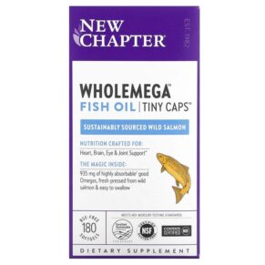 Thực phẩm chức năng New Chapter Wholemega Fish Oil Tiny Caps 180 Softgels 727783901774