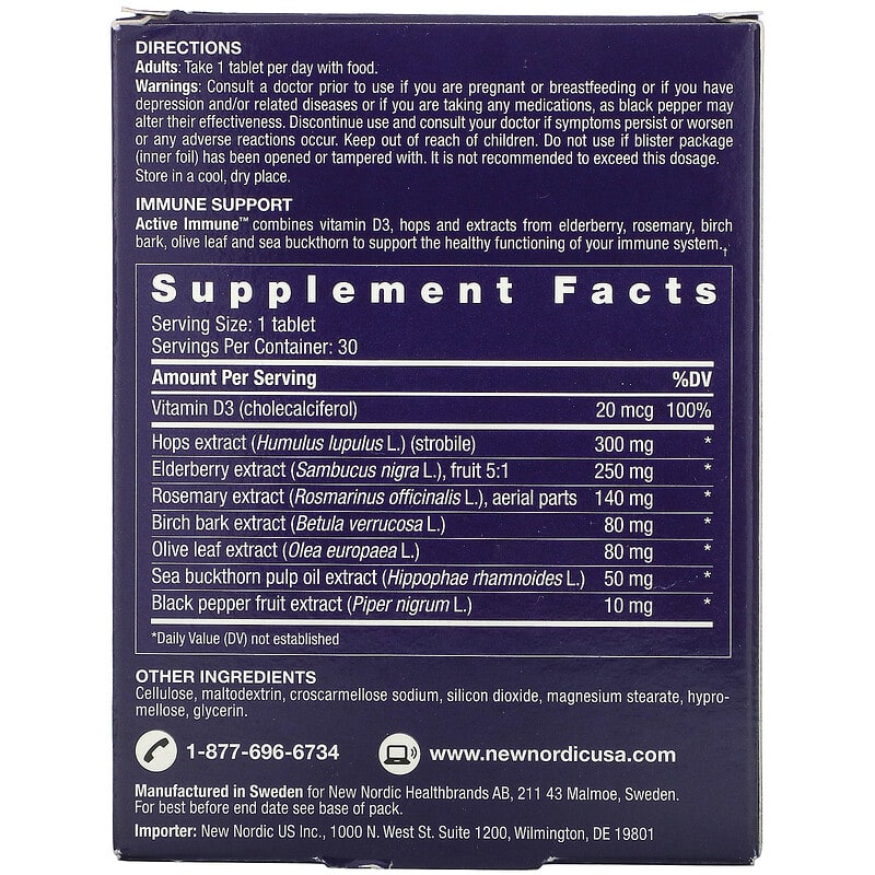 New Nordic US Inc Active Immune Immune Support 30 Tablets 2 Thực phẩm bổ sung New Nordic US Inc Active Immune Immune Support 30 Tablets 741805000108