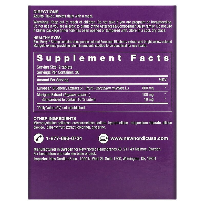 New Nordic US Inc Blue Berry Strong 60 Tablets 2 Thực phẩm bổ sung New Nordic US Inc Blue Berry Strong 60 Tablets 741805717402