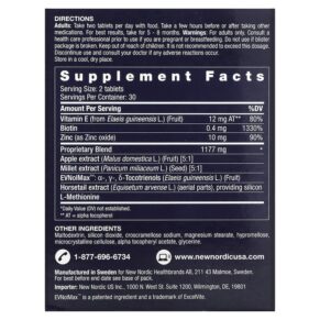 New Nordic US Inc Hair Gro 60 Tablets 3 Thực phẩm bổ sung New Nordic US Inc Hair Gro 60 Tablets 741805747317