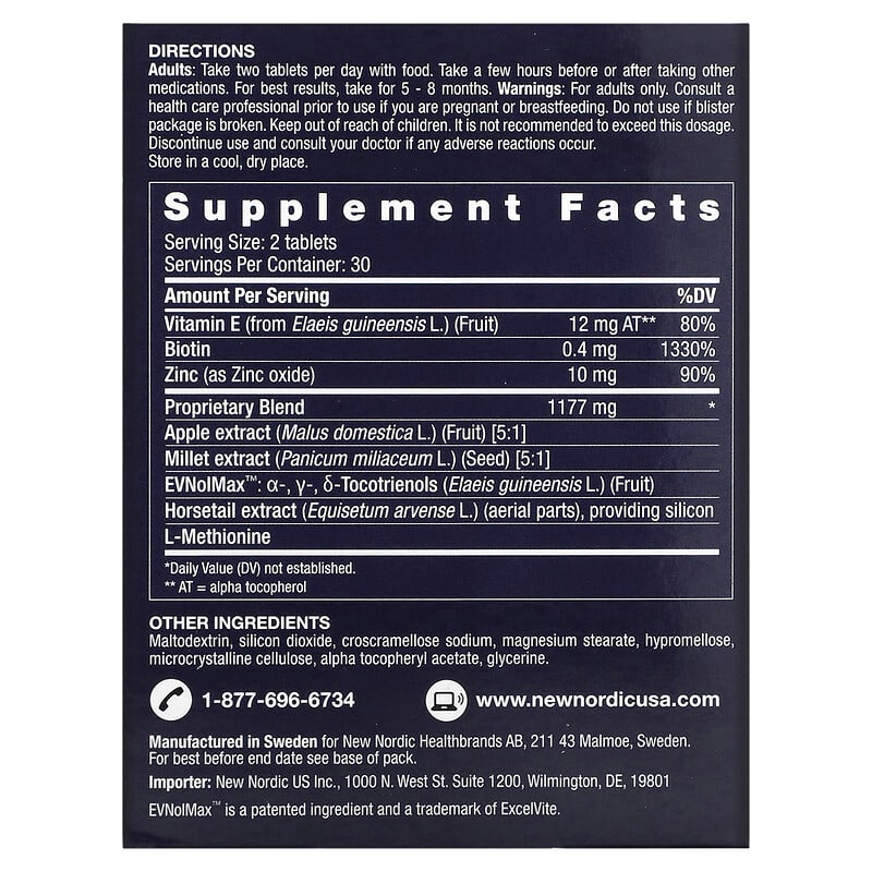 New Nordic US Inc Hair Gro 60 Tablets 2 Thực phẩm bổ sung New Nordic US Inc Hair Gro 60 Tablets 741805747317