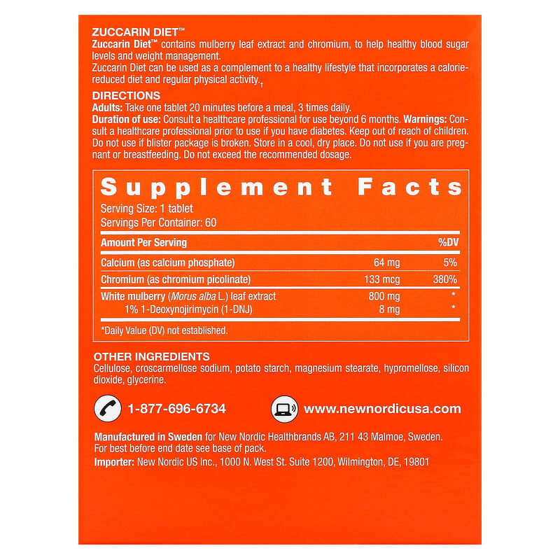 New Nordic US Inc Zuccarin Diet 60 Tablets 2 Thực phẩm bổ sung New Nordic US Inc Zuccarin Diet 60 Tablets 741805720211