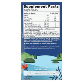 Thực phẩm bổ sung Nordic Naturals Arctic Cod Liver Oil Lemon 180 Soft Gels 768990578854