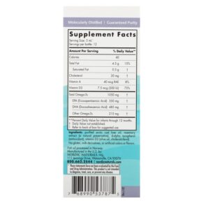 Thực phẩm bổ sung Nordic Naturals Baby's DHA with Vitamin D3 1.050 mg 2 fl oz (60 ml) 768990537875