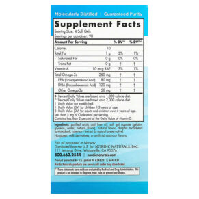 Thực phẩm bổ sung Nordic Naturals Children's DHA Ages 3-6 Strawberry 250 mg 360 Mini Soft Gels 768990027208