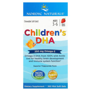 Thực phẩm chức năng Nordic Naturals Children's DHA Ages 3-6 Strawberry 250 mg 360 Mini Soft Gels 768990027208
