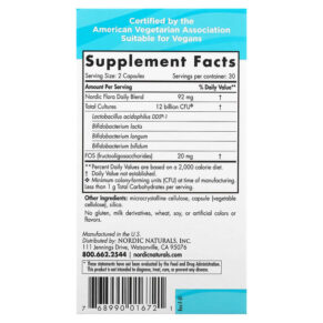 Thực phẩm bổ sung Nordic Naturals Nordic Flora Probiotic Daily 12 Billion CFU 60 Capsules 768990016721