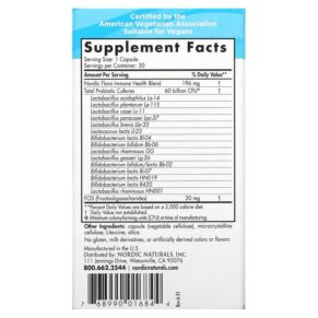 Thực phẩm bổ sung Nordic Naturals Nordic Flora Probiotic Immune Health 60 Billion CFU 30 Capsules 768990016844