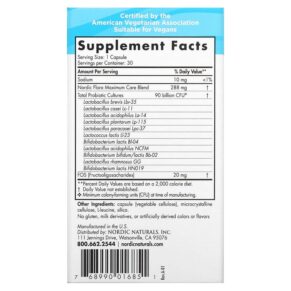 Thực phẩm bổ sung Nordic Naturals Nordic Flora Probiotic Maximum Care 90 Billion CFU 30 Capsules 768990016851