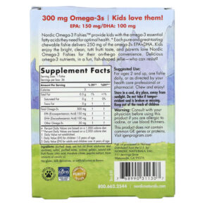 Thực phẩm bổ sung Nordic Naturals Nordic Omega-3 Fishies For Ages 2+ Yummy Tutti Frutti Taste 300 mg 36 Fishies 768990311307