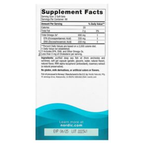 Thực phẩm bổ sung Nordic Naturals Omega-3 Lemon 345 mg 180 Soft Gels 768990037603