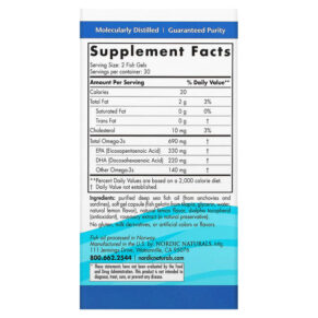 Thực phẩm bổ sung Nordic Naturals Omega-3 Lemon 345 mg 60 Fish Gelatin Soft Gels 768990417603