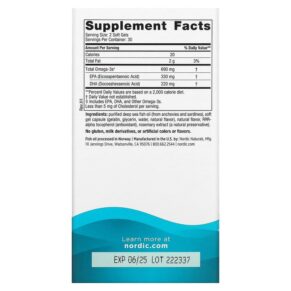 Thực phẩm bổ sung Nordic Naturals Omega-3 Lemon 345 mg 60 Soft Gels 768990017605