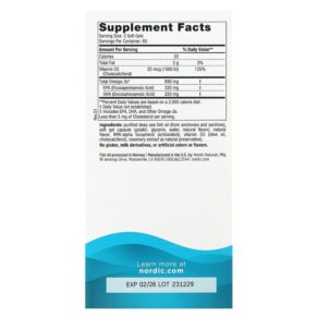 Thực phẩm bổ sung Nordic Naturals Omega-3D Lemon 345 mg 120 Soft Gels 768990027611