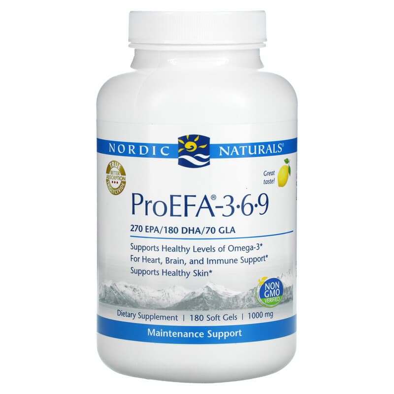 Nordic Naturals ProEFA - 3-6-9 Lemon 1.000 mg 180 Softgels 8 Thực phẩm chức năng Nordic Naturals ProEFA - 3-6-9 Lemon 1.000 mg 180 Softgels 768990040917