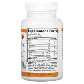 Thực phẩm bổ sung Nordic Naturals ProOmega 2000 Jr. Strawberry 650 mg 60 Soft Gels 768990071256