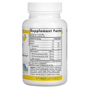 Thực phẩm bổ sung Nordic Naturals ProOmega Lemon 1.000 mg 60 Soft Gels 768990121203