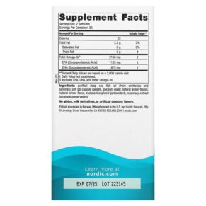 Thực phẩm bổ sung Nordic Naturals Ultimate Omega 2X Lemon 1.075 mg 60 Softgels 768990021503