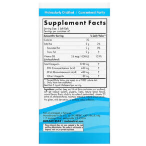 Thực phẩm bổ sung Nordic Naturals Ultimate Omega-D3 Lemon 640 mg 120 Soft Gels 768990027949