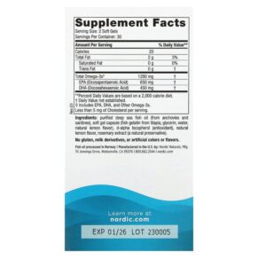 Thực phẩm bổ sung Nordic Naturals Ultimate Omega Lemon 640 mg 60 Soft Gels 768990017971