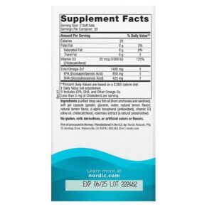 Thực phẩm bổ sung Nordic Naturals Ultimate Omega Xtra Lemon 740 mg 60 Soft Gels 768990017995
