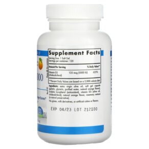 Thực phẩm bổ sung Nordic Naturals Vitamin D3 5000 Orange 5.000 IU 120 Soft Gels 768990016196