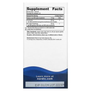 Thực phẩm bổ sung Nordic Naturals Vitamin E Complex 30 Soft Gels 768990015328