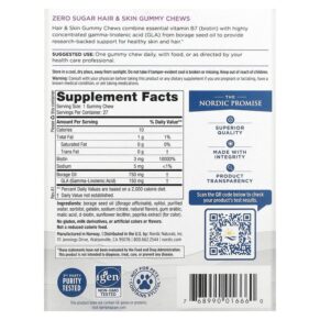 Thực phẩm bổ sung Nordic Naturals Zero Sugar Hair & Skin Gummy Chews Strawberry Lemonade 27 Gummy Chews 768990016660