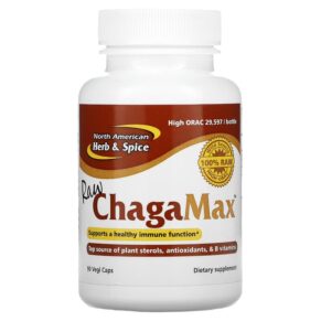 Thực phẩm chức năng North American Herb & Spice Co. Raw ChagaMax 90 Vegi Caps 635824005537