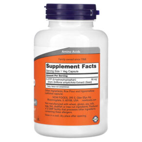 Thực phẩm bổ sung NOW Foods 5-HTP 50 mg 180 Veg Capsules 733739001016