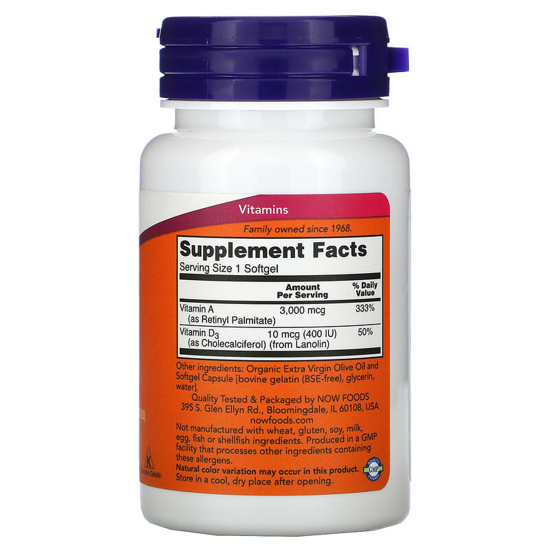 NOW Foods A&D 100 Softgels 2 Thực phẩm bổ sung NOW Foods A&D 100 Softgels 733739003508