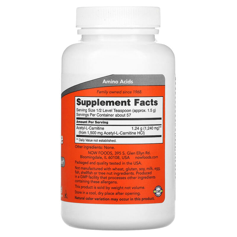 NOW Foods Acetyl-L-Carnitine 3 oz (85 g) 2 Thực phẩm bổ sung NOW Foods Acetyl-L-Carnitine 3 oz (85 g) 733739002082