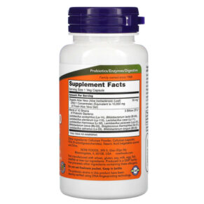 Thực phẩm bổ sung NOW Foods Aloe 10.000 & Probiotics 60 Veg Capsules 733739030290