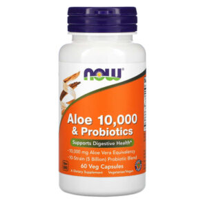 Thực phẩm chức năng NOW Foods Aloe 10.000 & Probiotics 60 Veg Capsules 733739030290