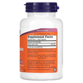 NOW Foods Alpha Lipoic Acid 250 mg 120 Veg Capsules 3 Thực phẩm bổ sung NOW Foods Alpha Lipoic Acid 250 mg 120 Veg Capsules 733739030436