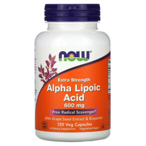 Thực phẩm chức năng NOW Foods Alpha Lipoic Acid Extra Strength 600 mg 120 Veg Capsules 733739030450