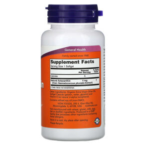 Thực phẩm bổ sung NOW Foods Astaxanthin 4 mg 90 Softgels 733739023056